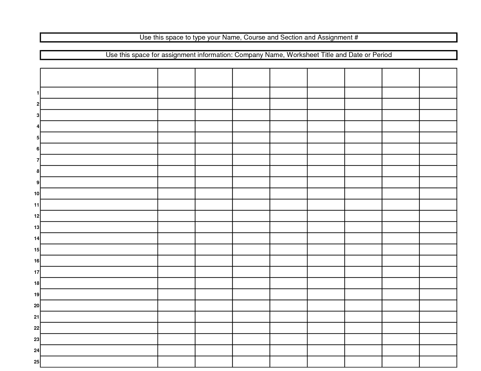 Worksheet Columns Multiple