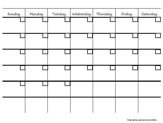 5 Best Images Of Blank Month At A Glance Printable Calendar Printable