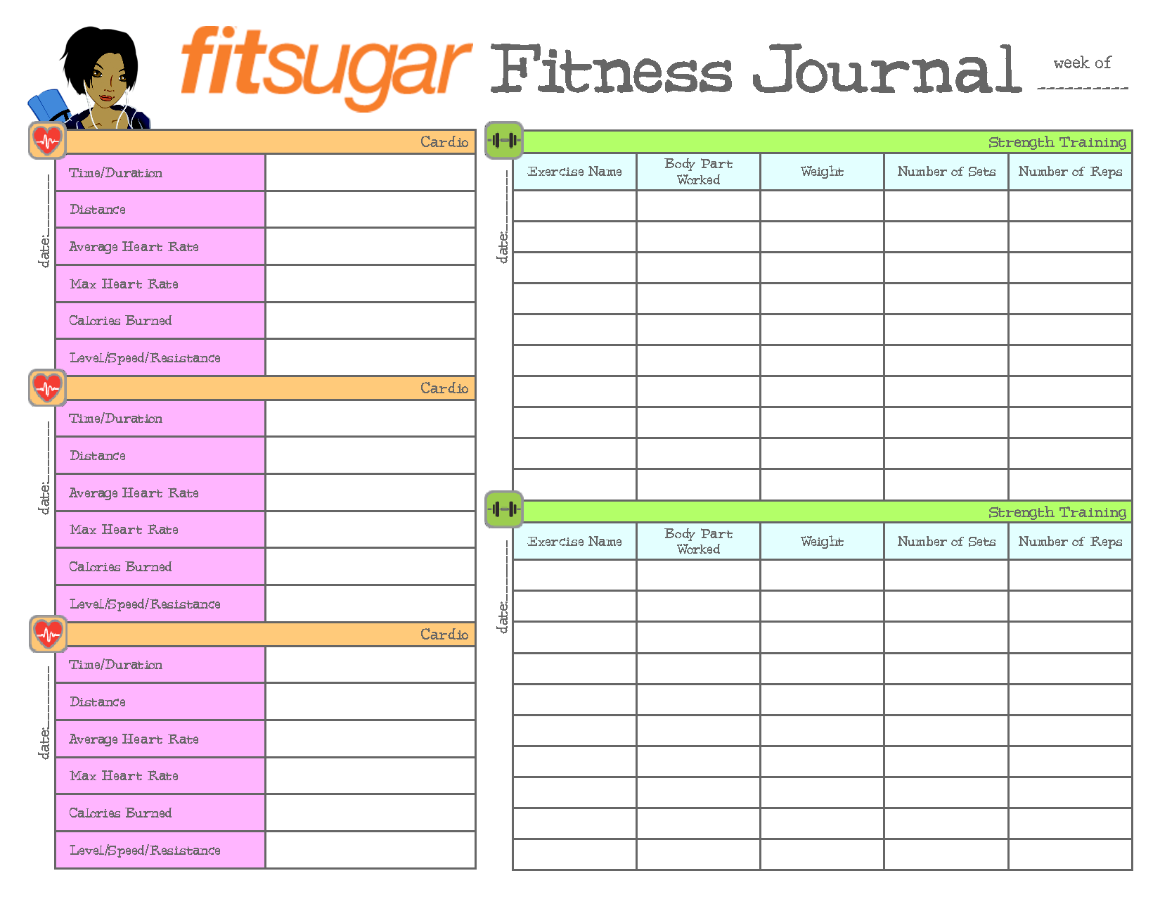 Free Fitness Journal Template Goodnotes