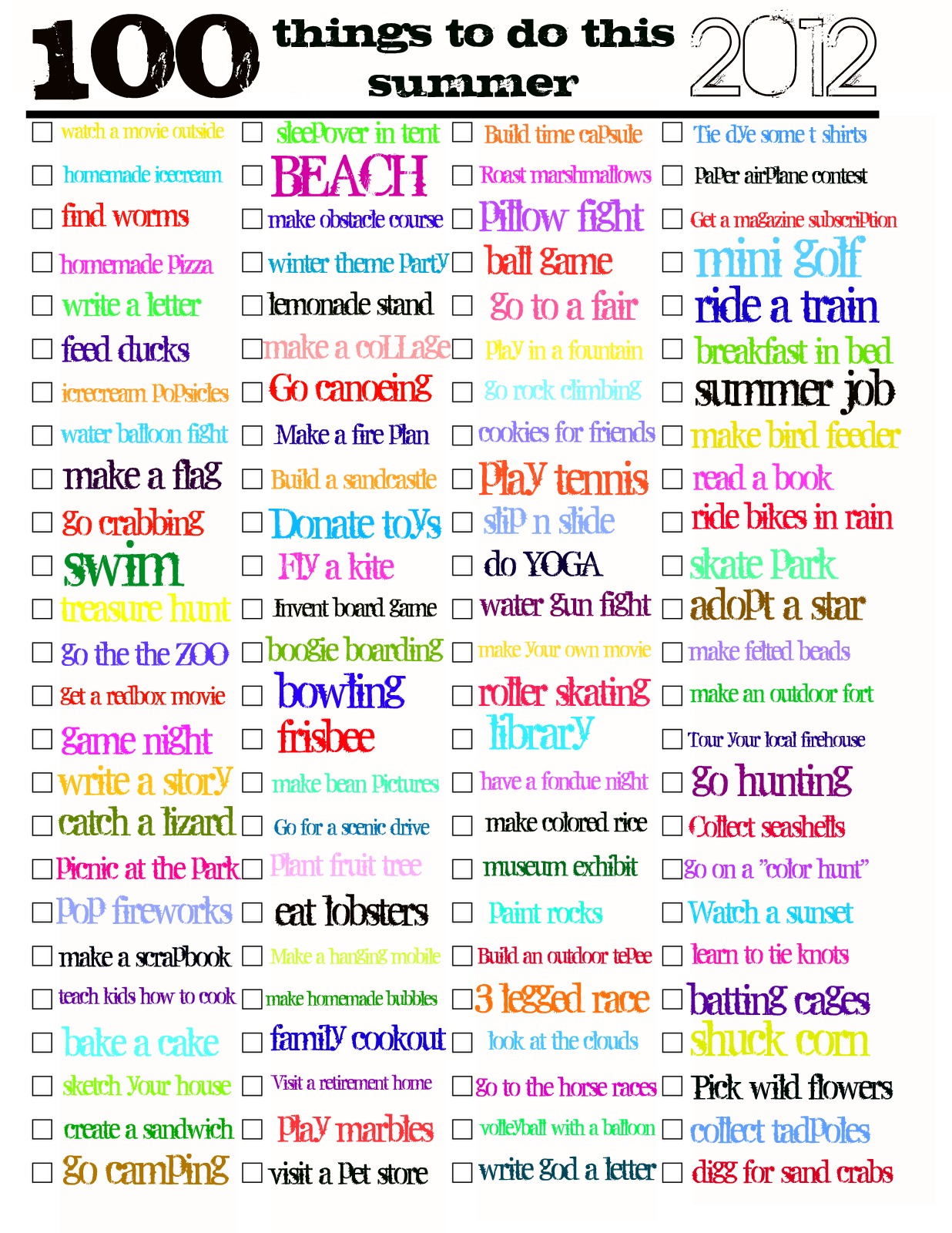 Cool Summer To Do List List 100 Things to Do This Summer