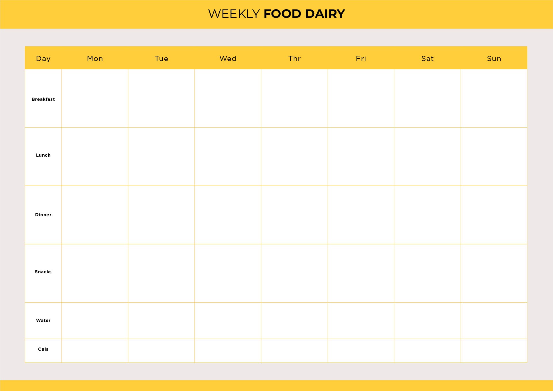 Slimming World Printable Food Diary Template Free