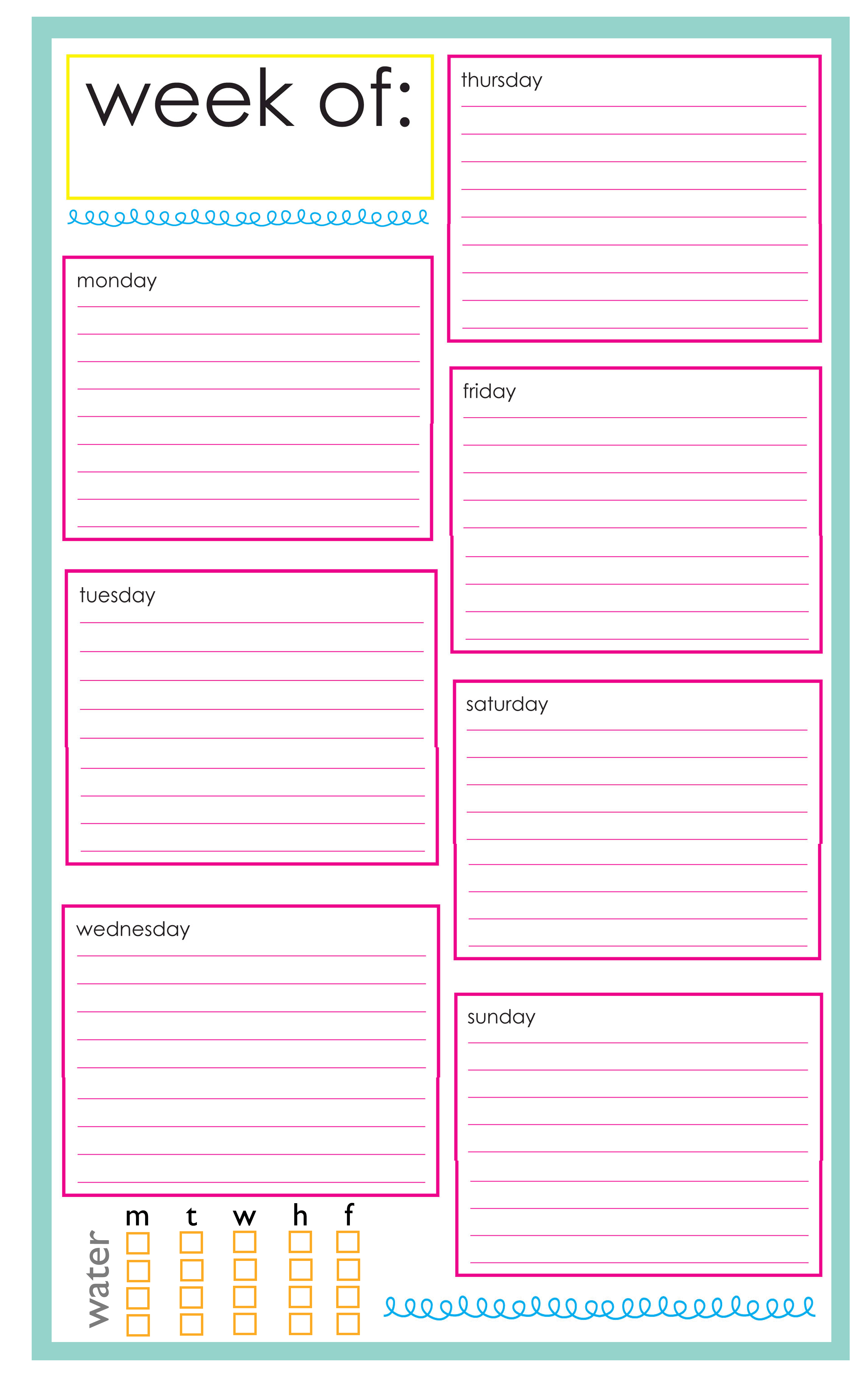 Free Printable Weekly Day Planner