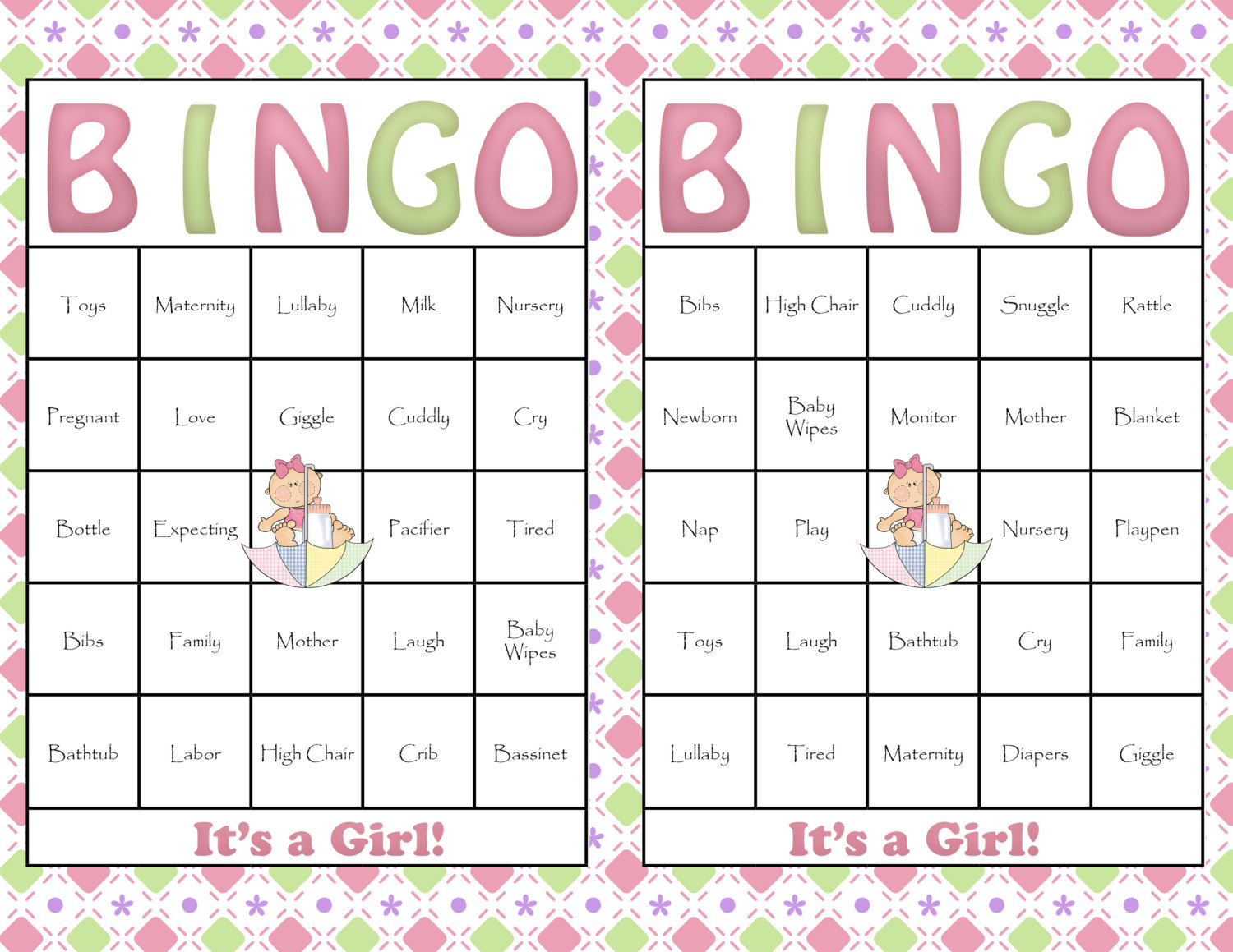 Baby Shower Bingo Free Printable Template