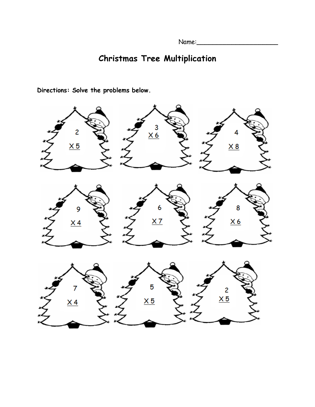 Multiplication Christmas Worksheets