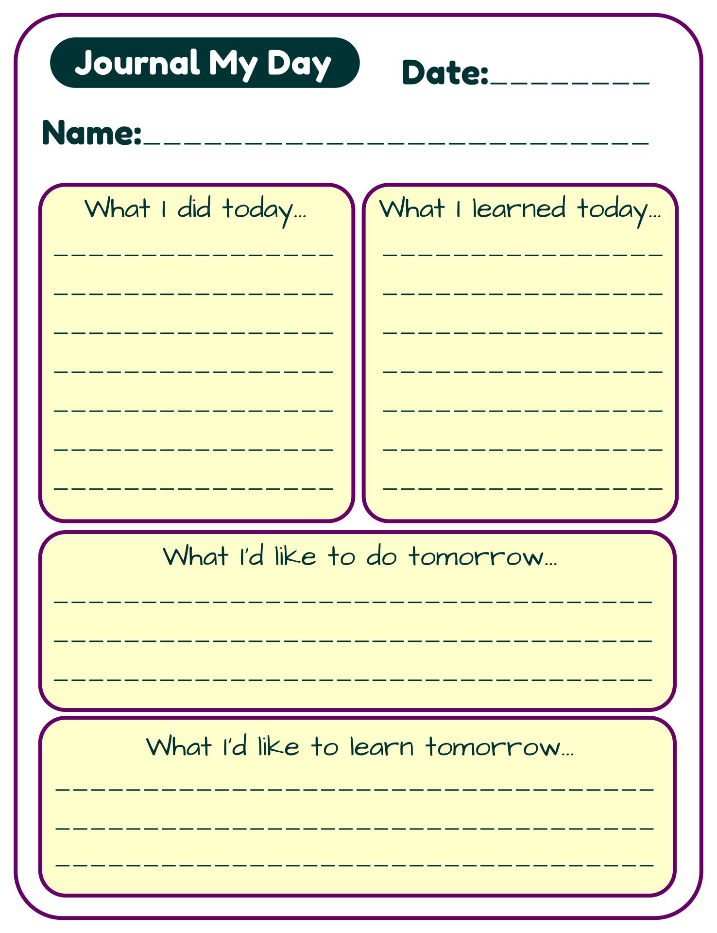 Free Printable Daily Journal Pages Pdf