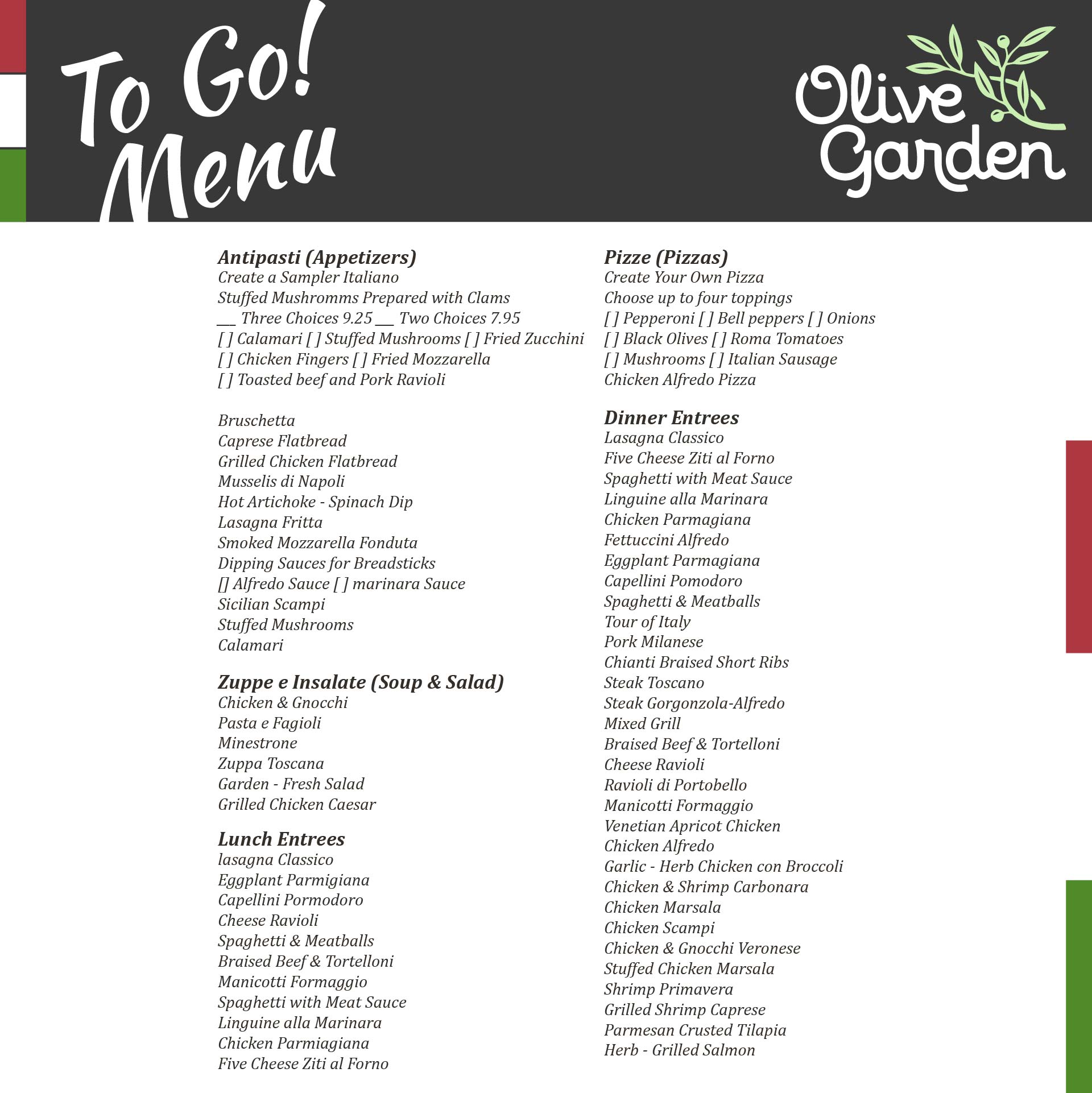 7 Best Images of Olive Garden Menu Printable Out Olive Garden Menu