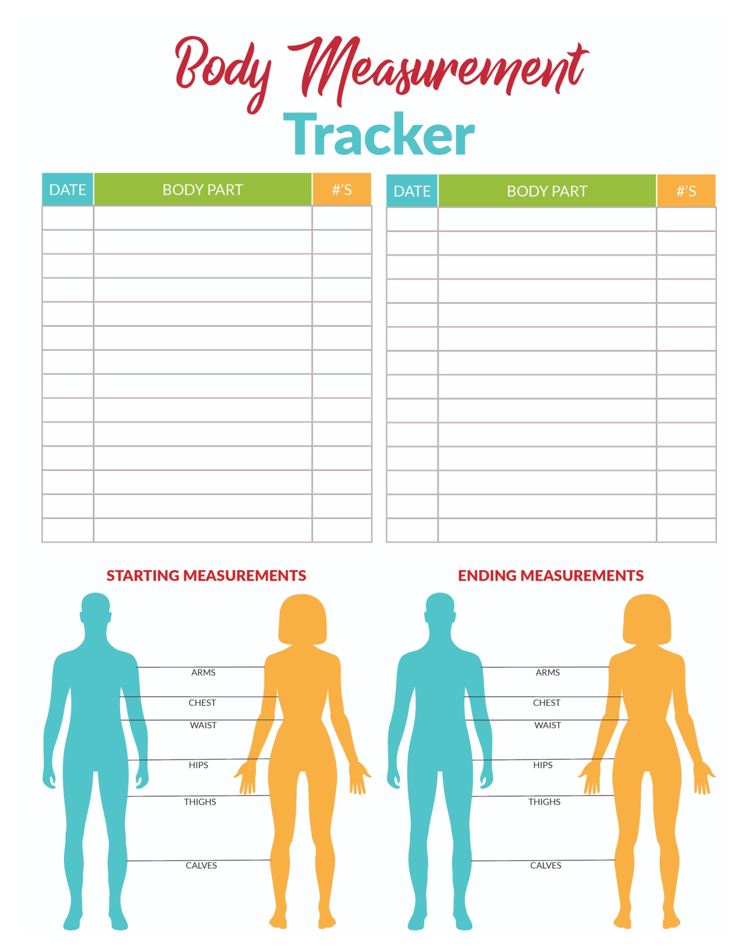 Height And Body Measurement Chart