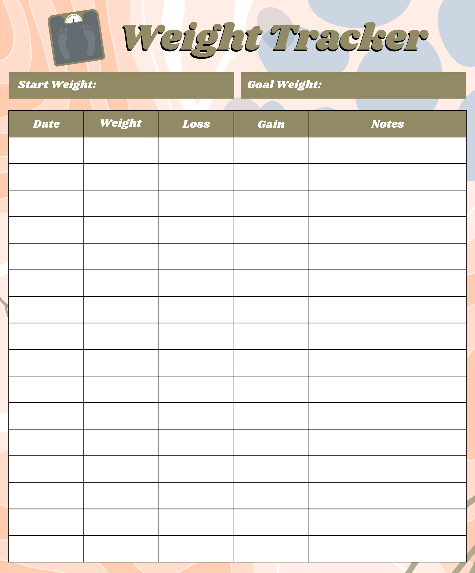 8 Best Images Of Weight Tracker Printable Free Printable Weight 
