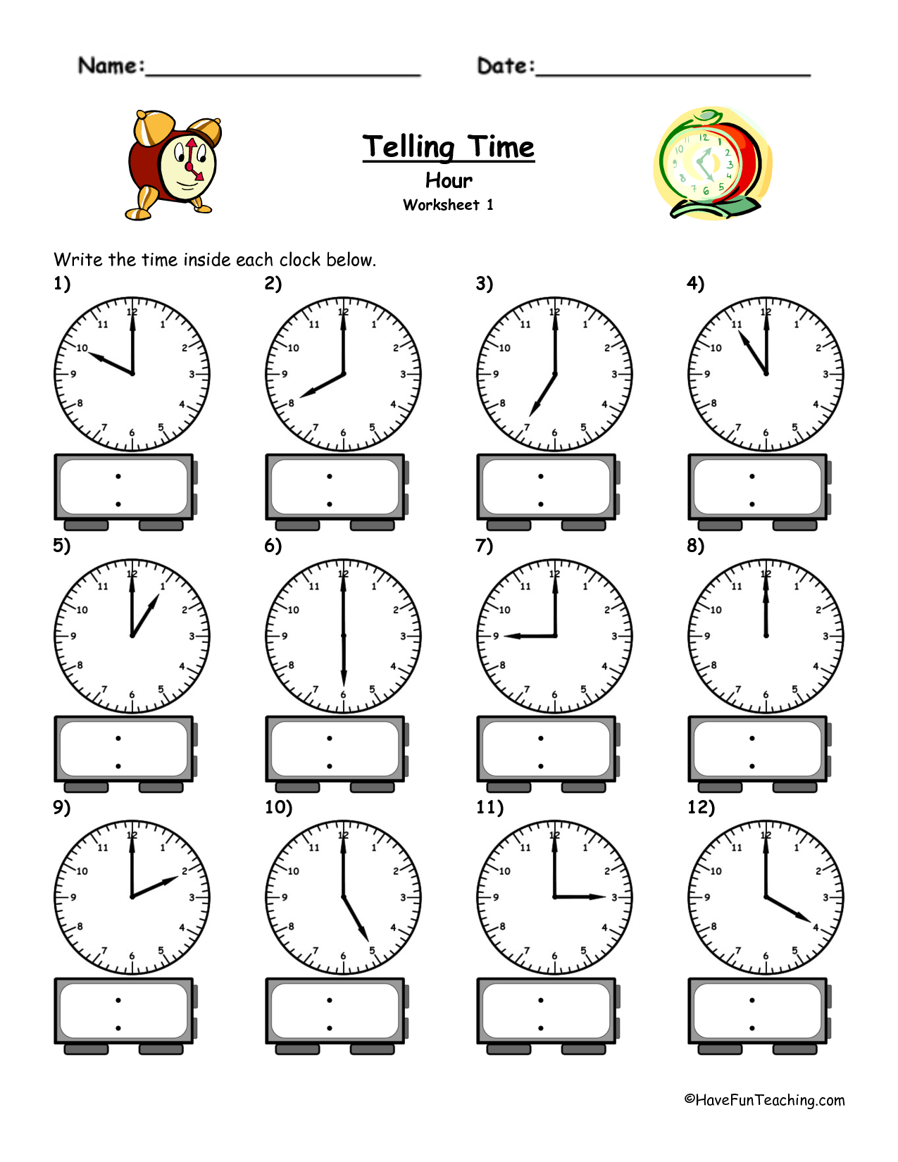4 Best Images Of Printable Clock Worksheet Telling Time Telling Time Worksheets Free Telling