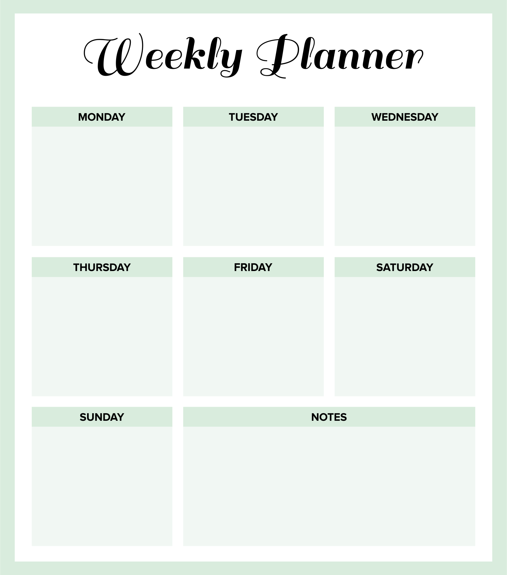 Free Printable Weekly Template