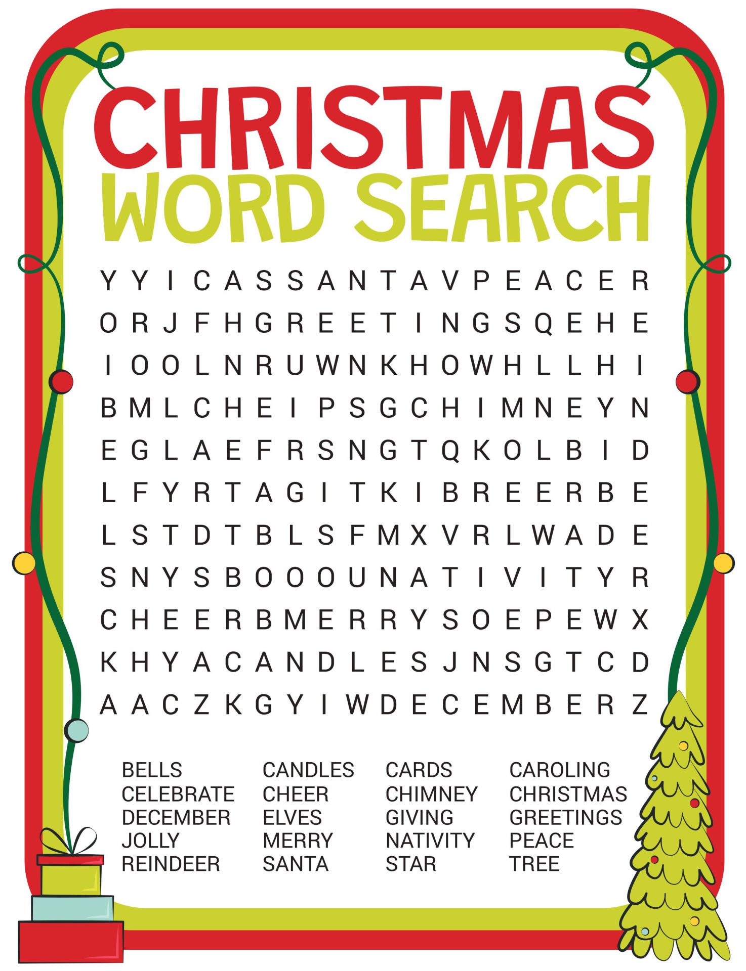 Free Printable Christmas Word Search For High School Students