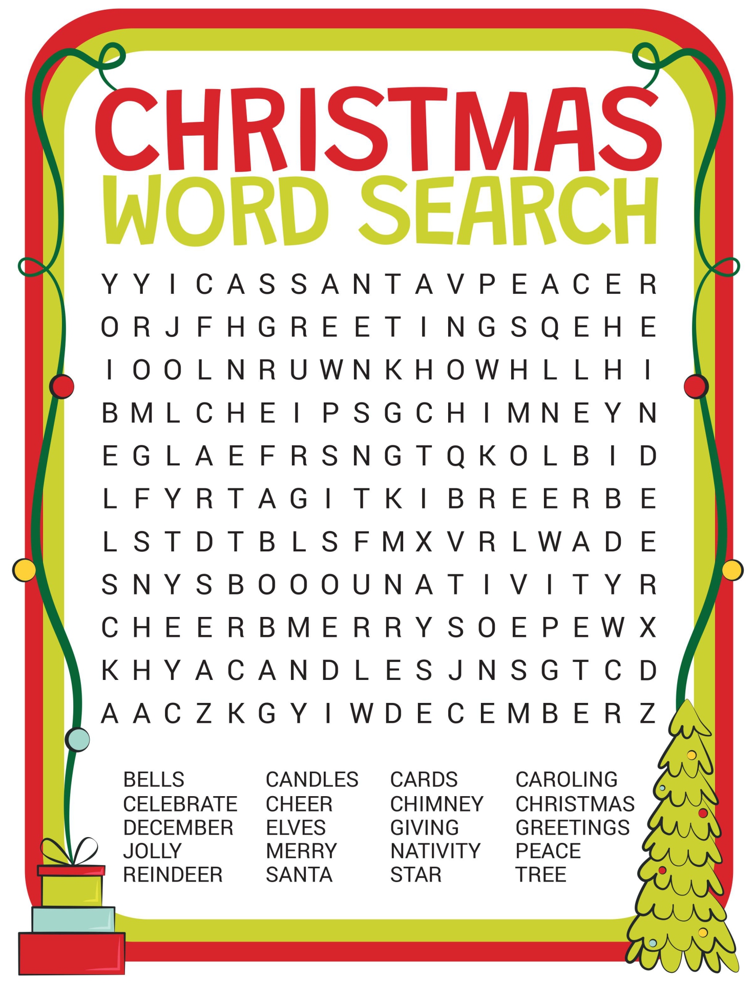 Free Holiday Word Search Puzzles Printables