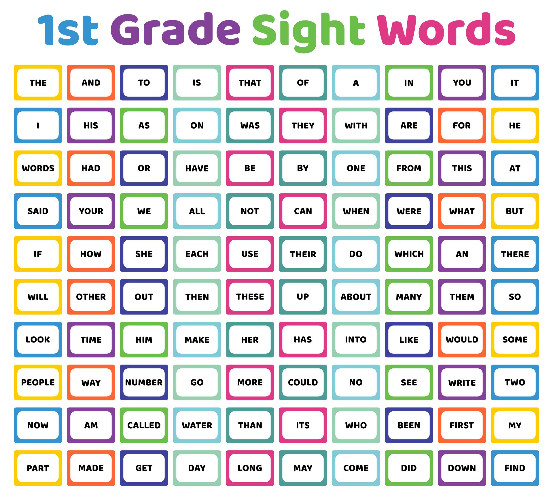 5 Best Images of Printable 1st Grade Sight Words