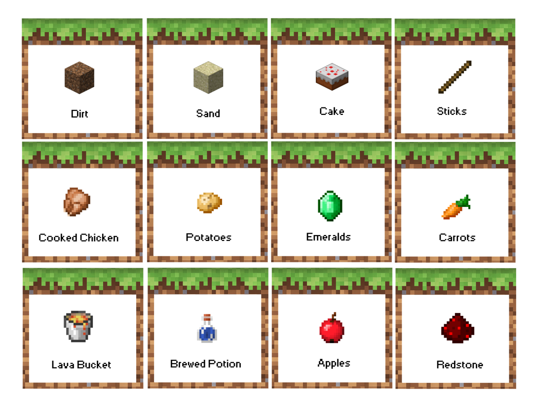 Minecraft Printable Food Labels Free