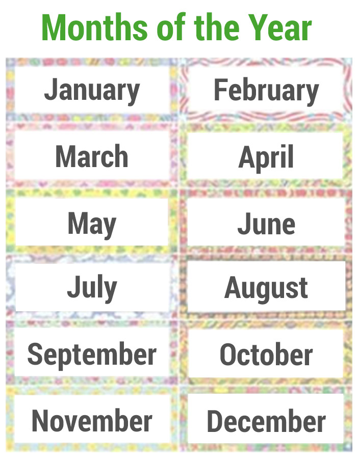 6 Best Images of Free Printable Months Of The Year Chart Months of