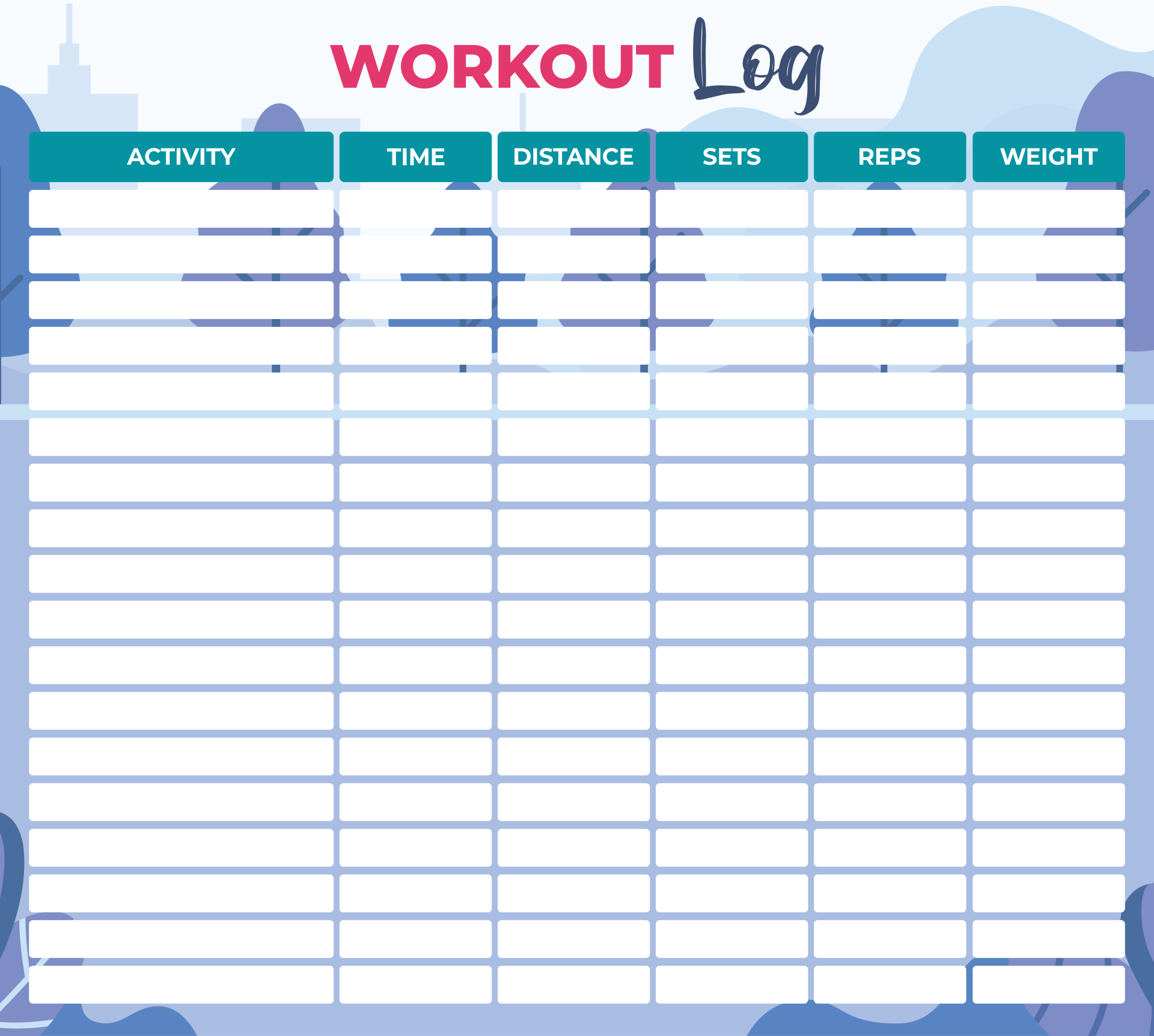 6 Best Images Of Cardio Workout Log Template Free Printable Printable Exercise Log Workout 