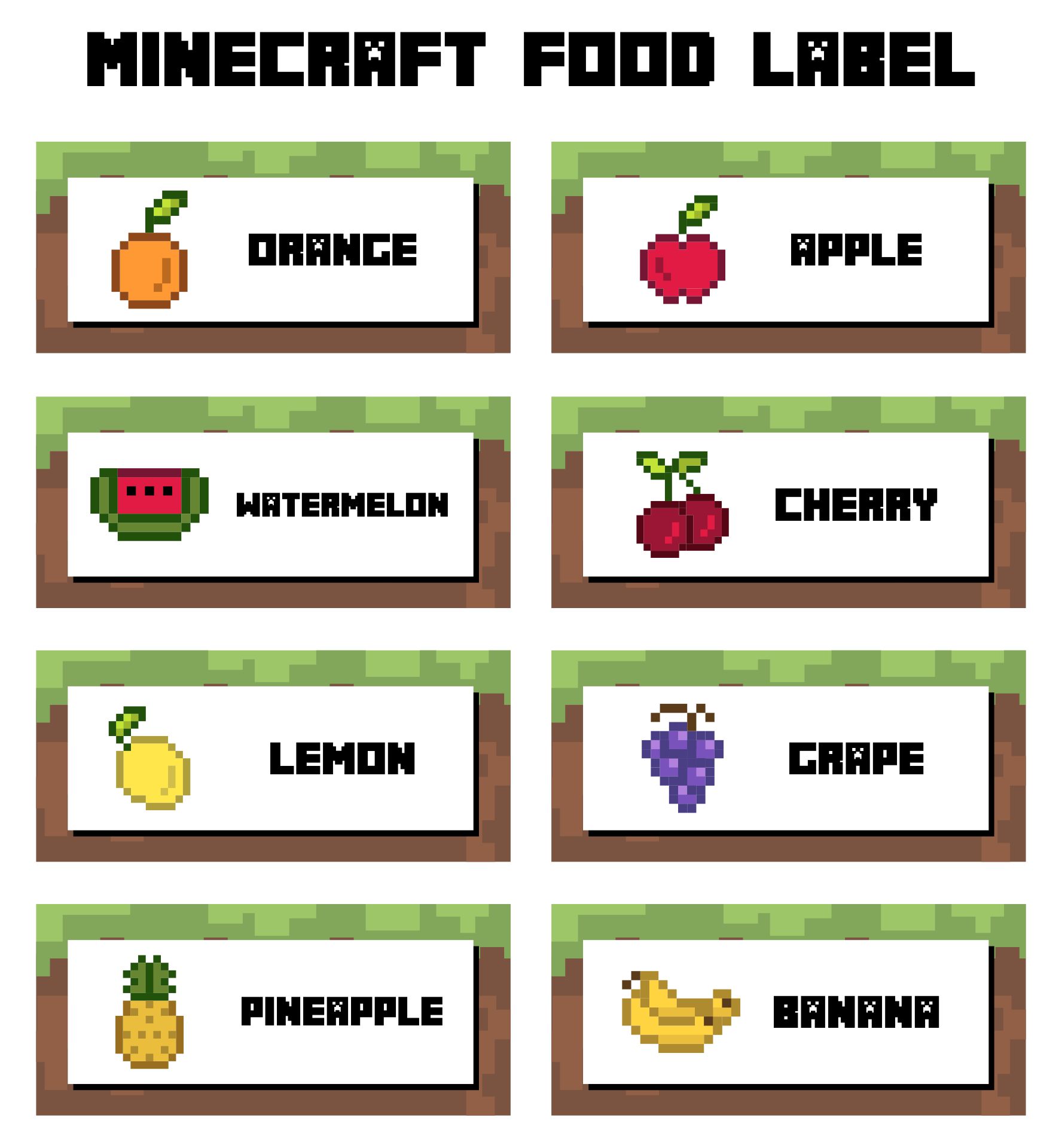 Minecraft Printable Food Labels Printable Templates