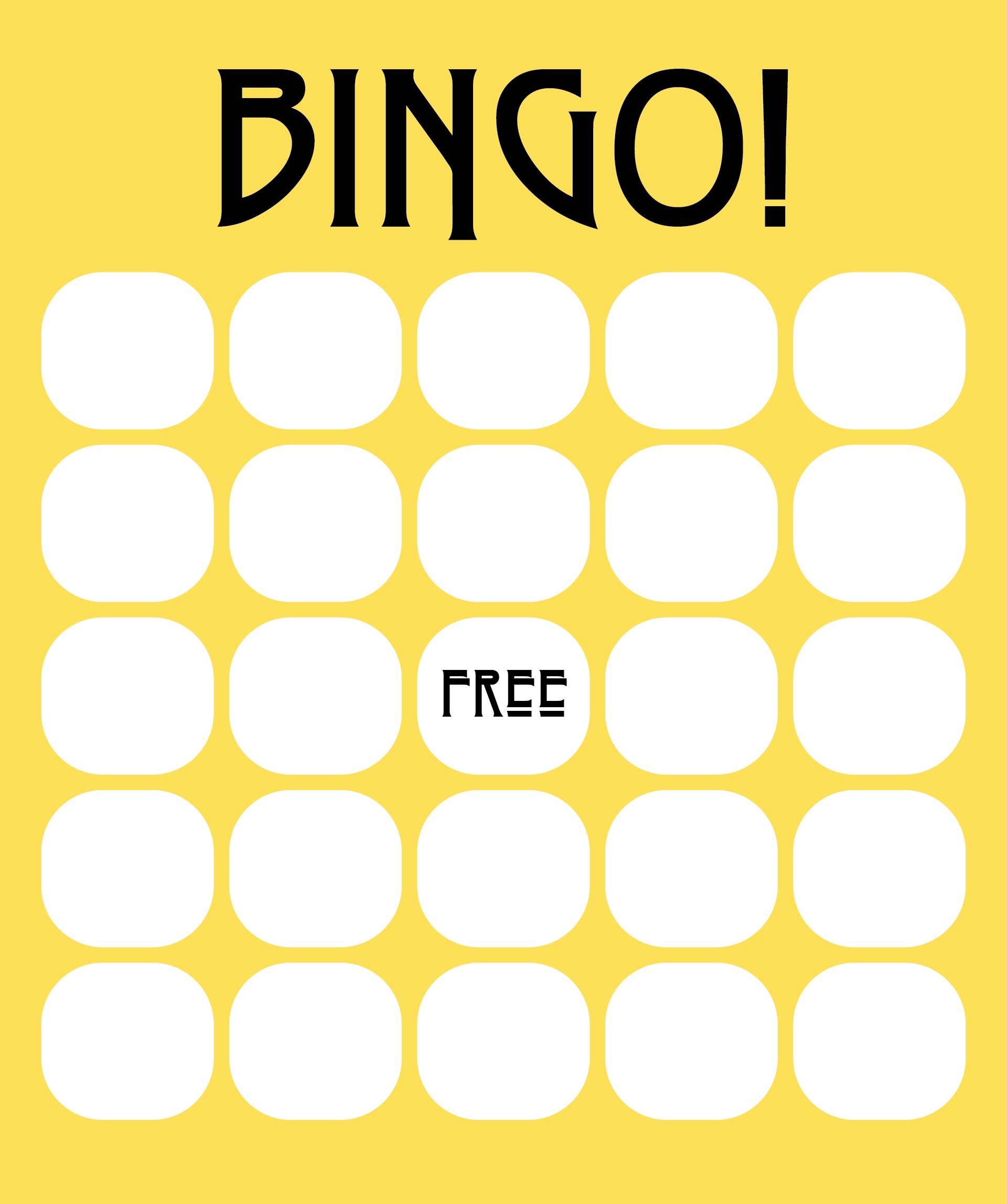 Free Bingo Card Template Excel