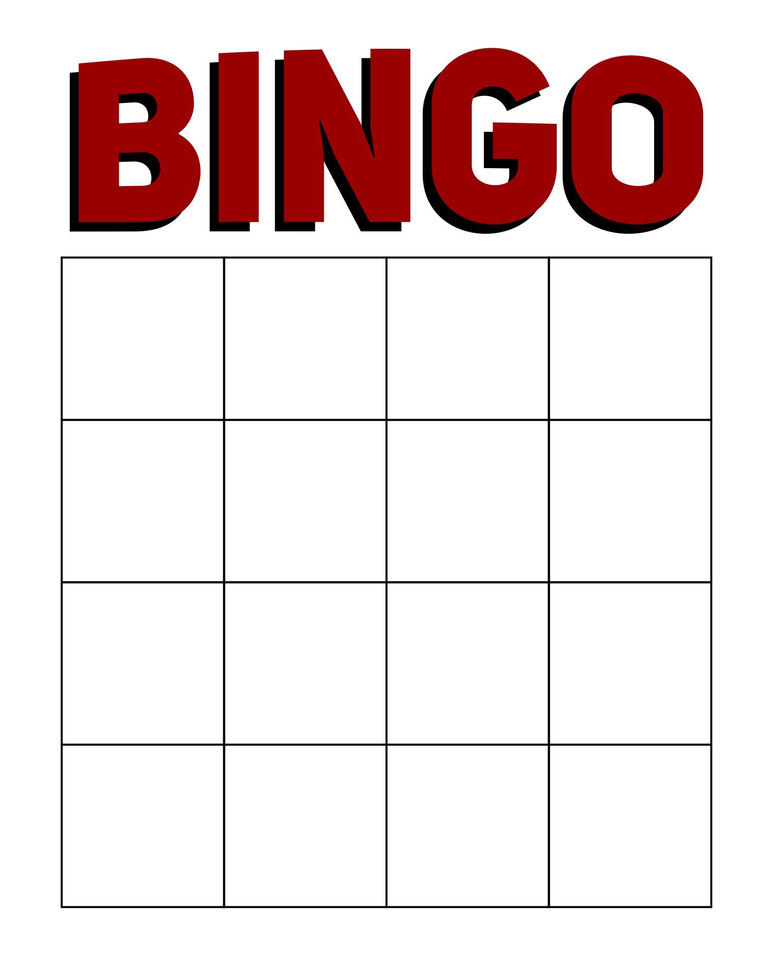 Printable Blank Bingo Card
