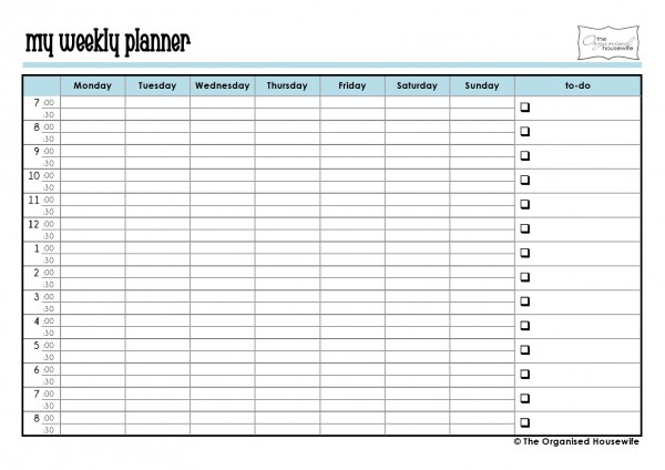 Free Printable Weekly Planner With Times Printable Templates