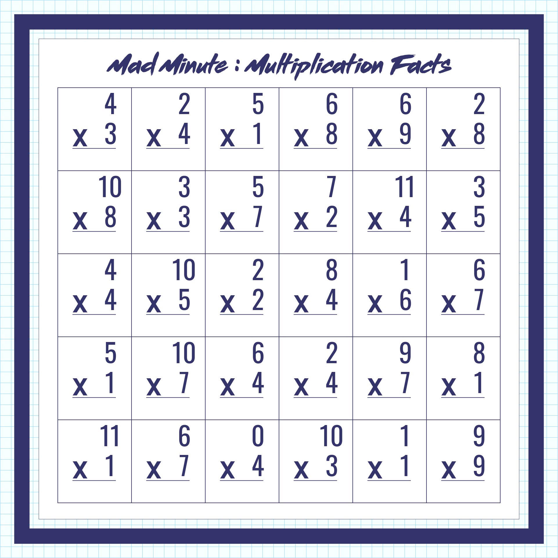 7 Best Images of Printable Math Addition Drill 13 - Mad Minute Math