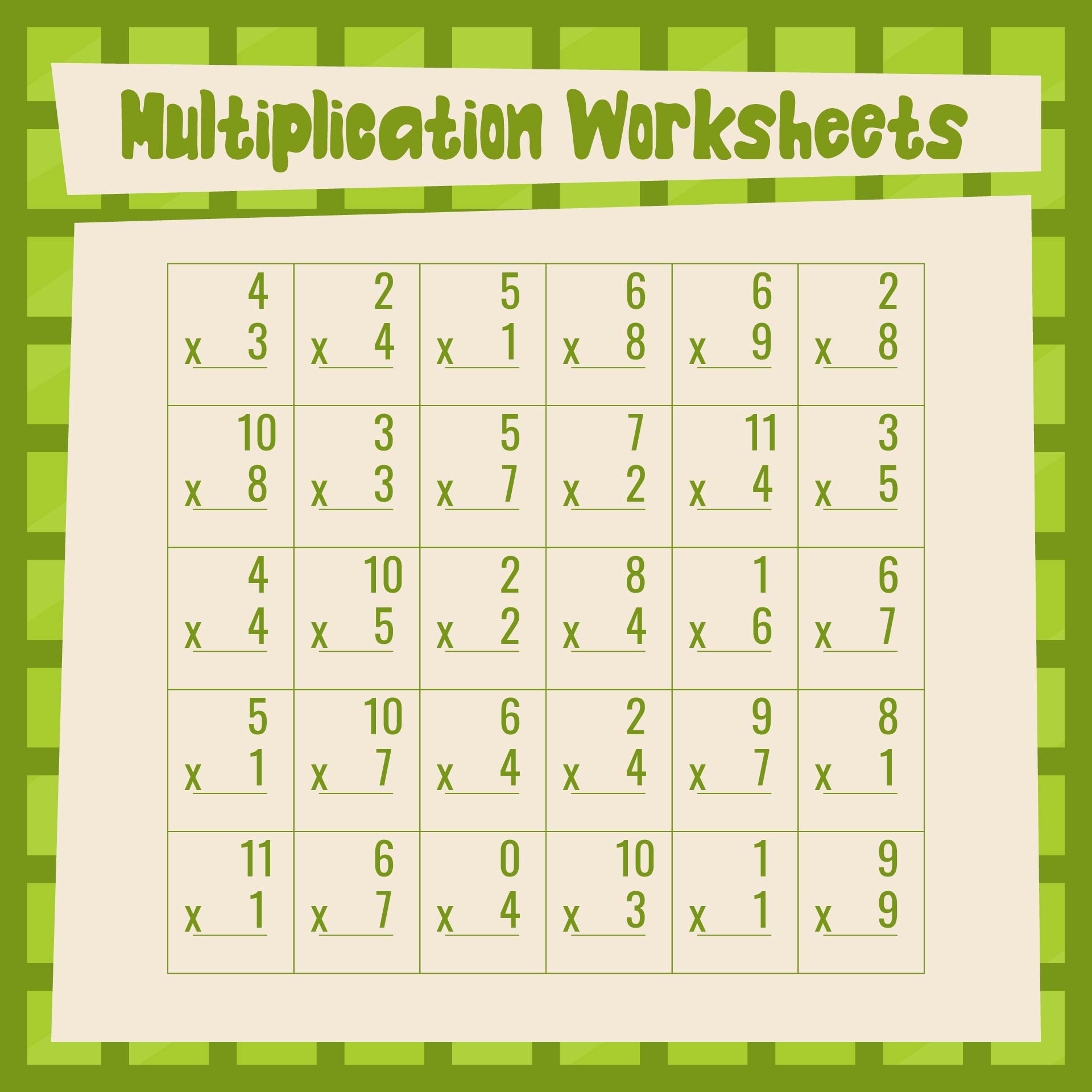 Mad Minute Printable Worksheet Multiplication