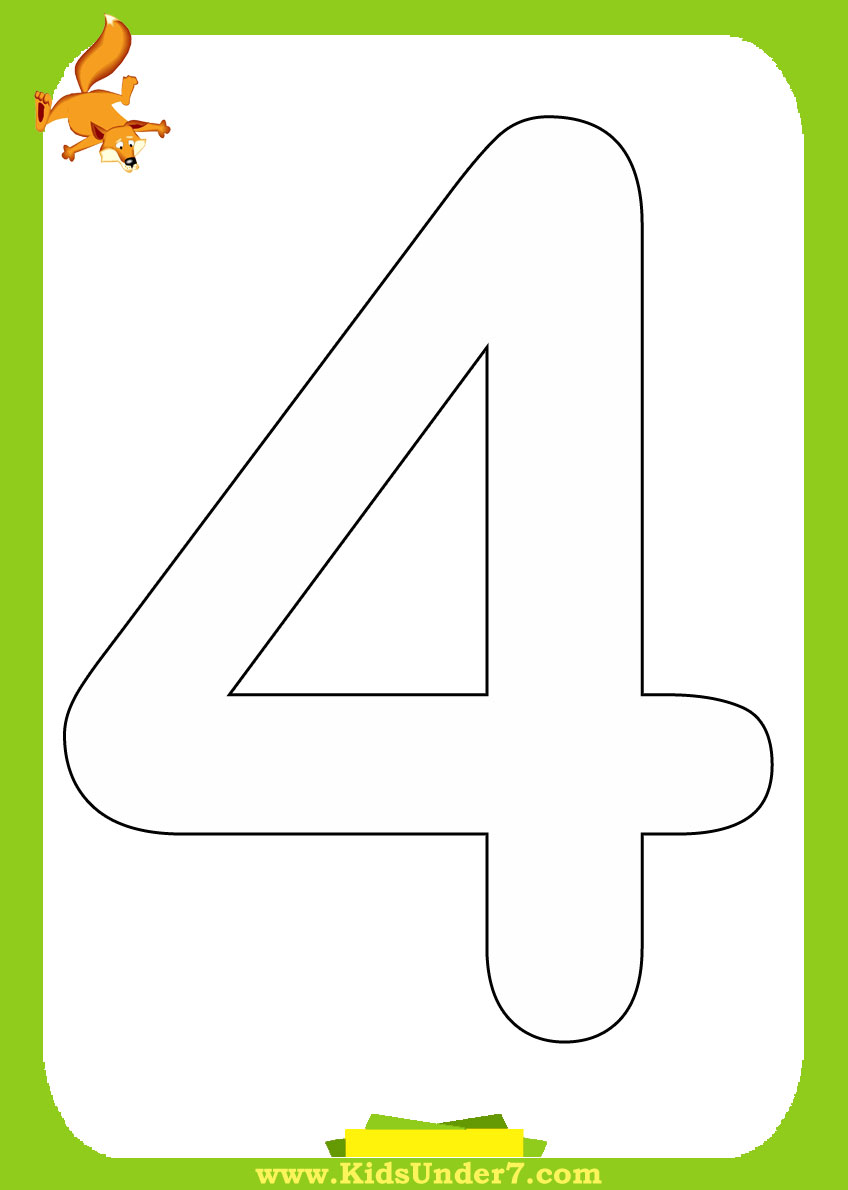 6 Best Images of Printable Large Number Four Coloring - Number 4