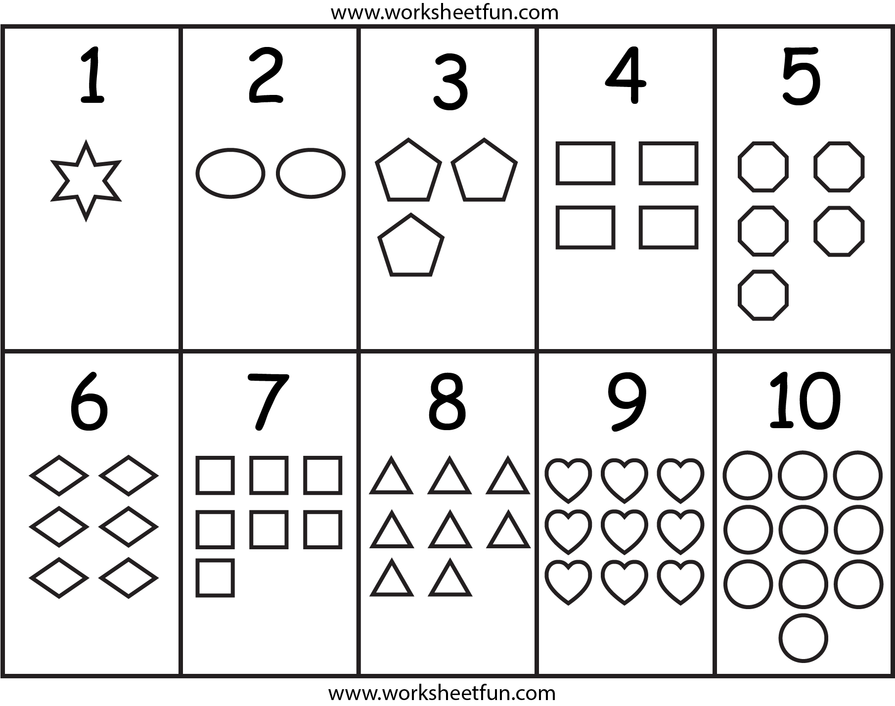 Shapes And Numbers Worksheets For Preschoolers