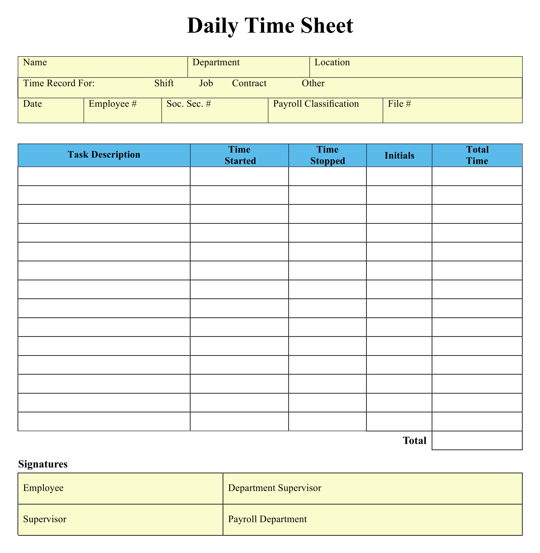Free Printable Time Sheet Template Printable Templates