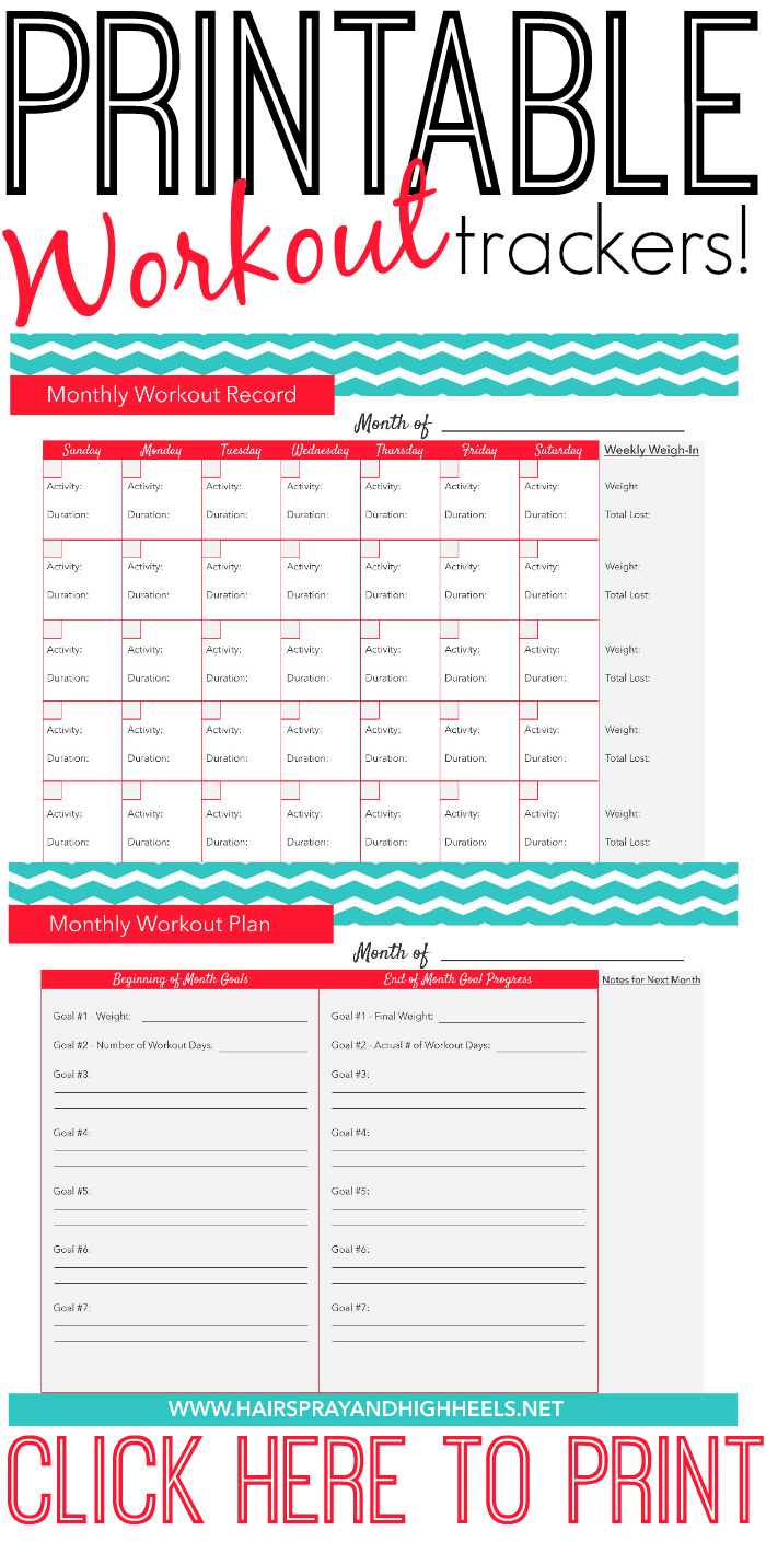 Printable Workout Schedule