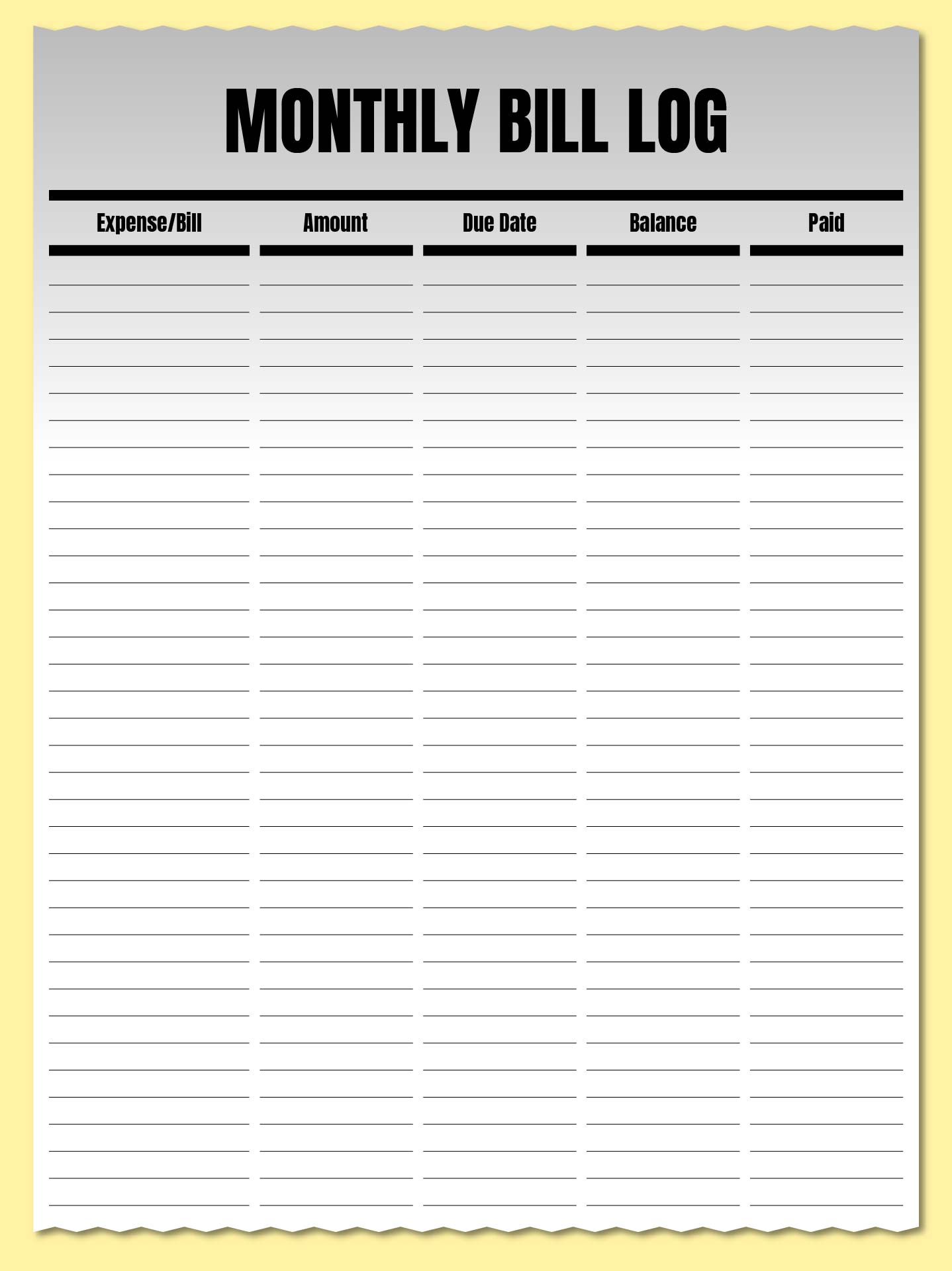 Free Printable Monthly Bill Template Printable Templates