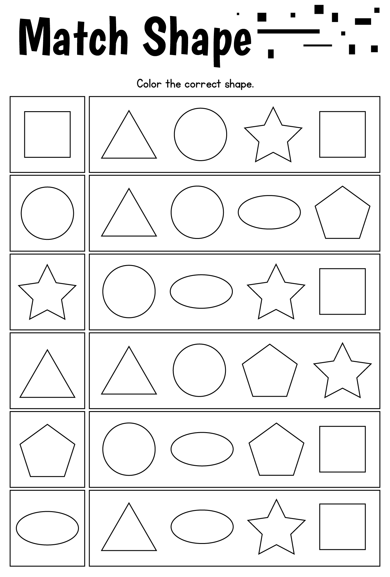 Worksheet For Shapes 6 FREE Shapes Matching Worksheets For Preschool