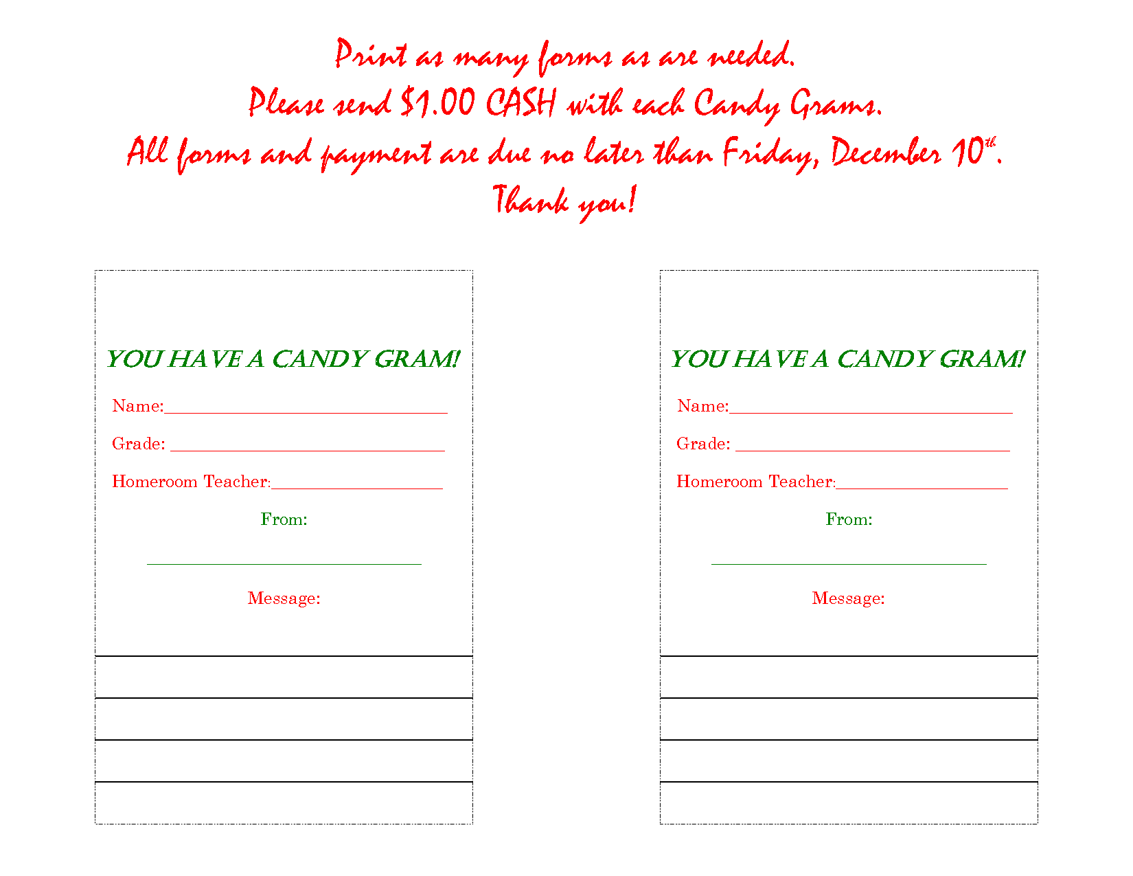 Printable Candy Gram Template