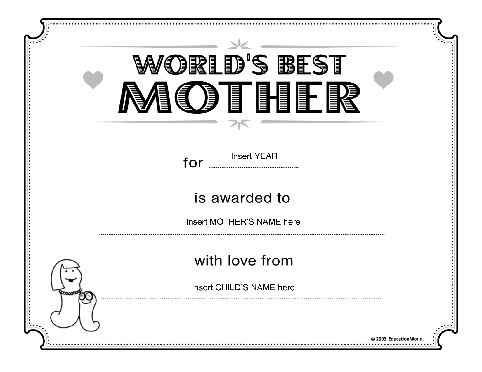 Printable Best Mom Award Certificate Printable Word Searches