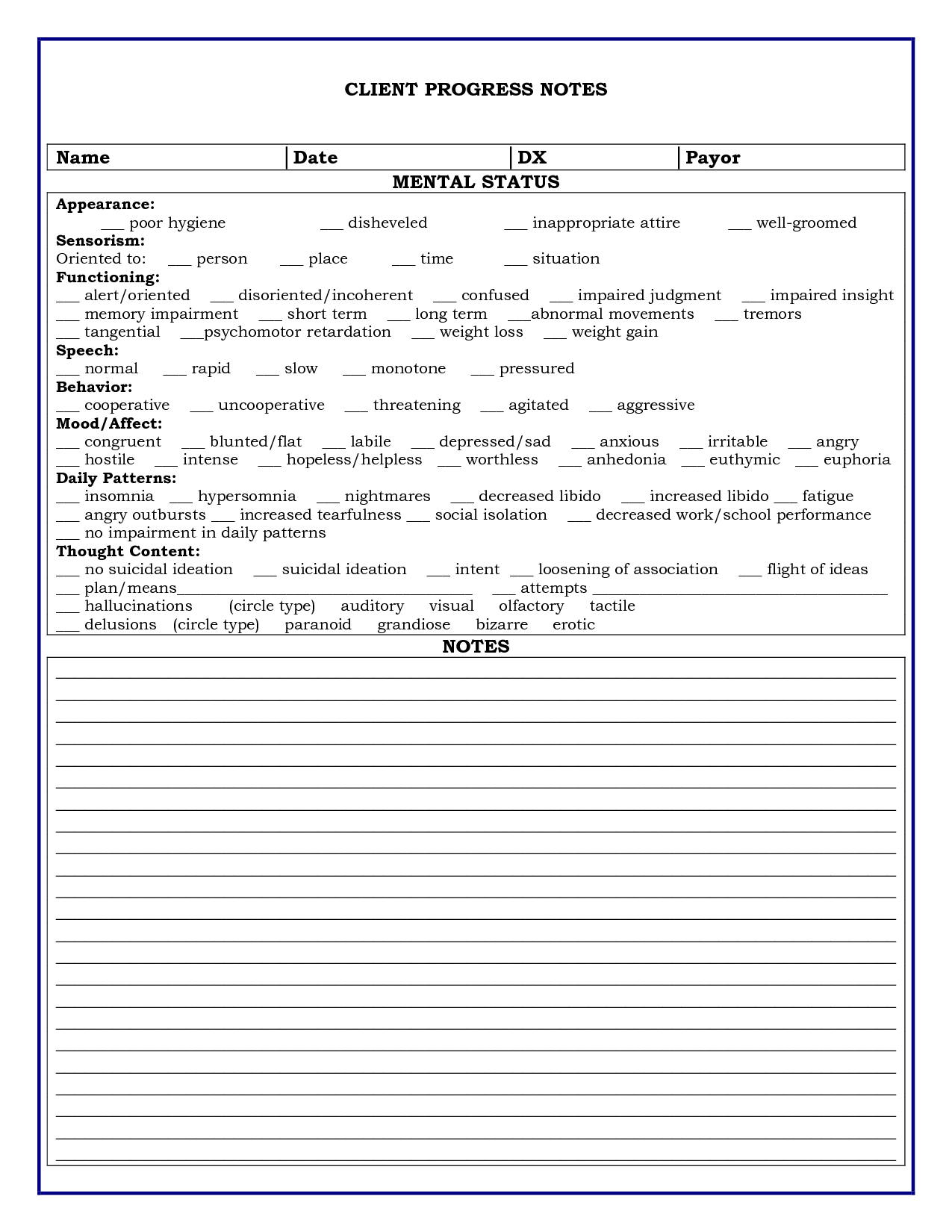 Session Notes Template