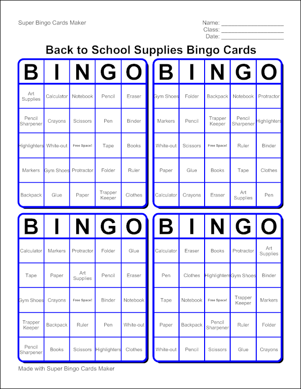 Free Printable Bingo Card Template Generator