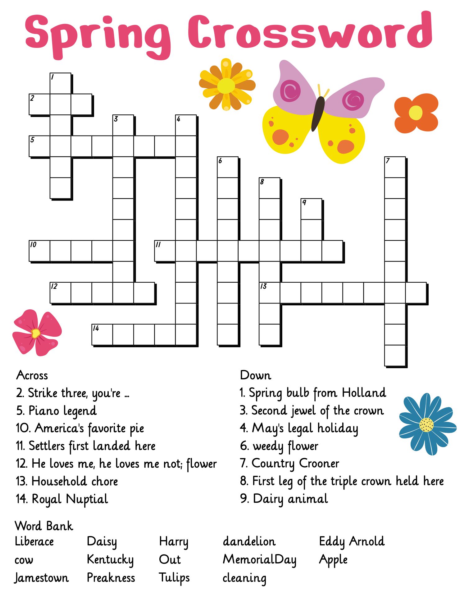 Printable Spring Crossword Printable World Holiday printable-spring-crossword-printable-world-holiday