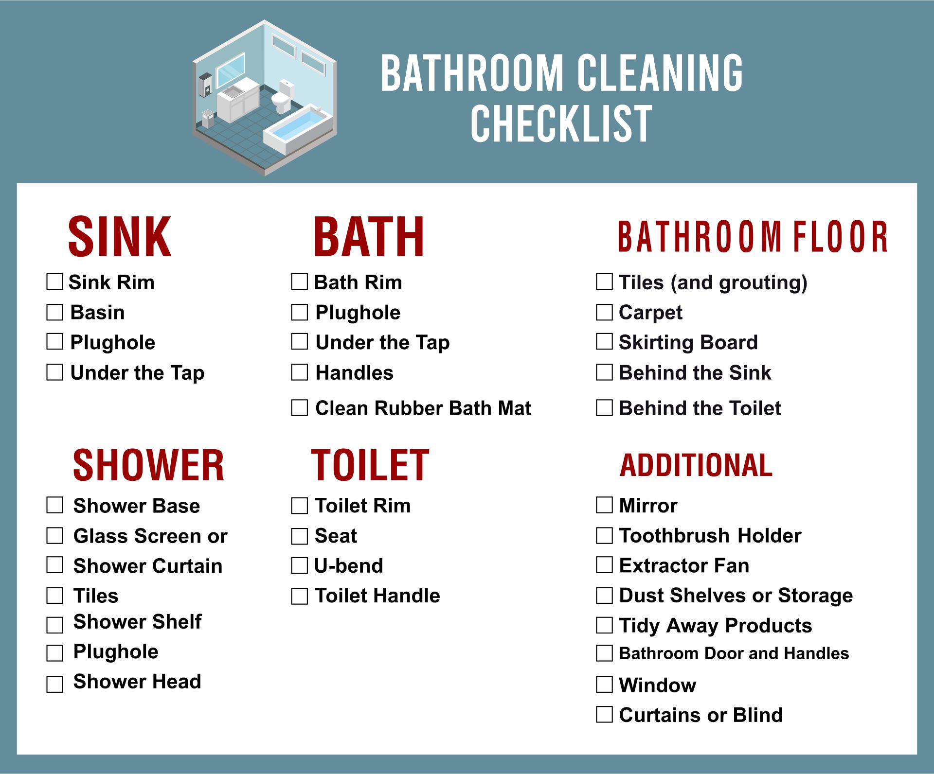 8 Best Images of Restroom Cleaning Schedule Printable Daily Bathroom