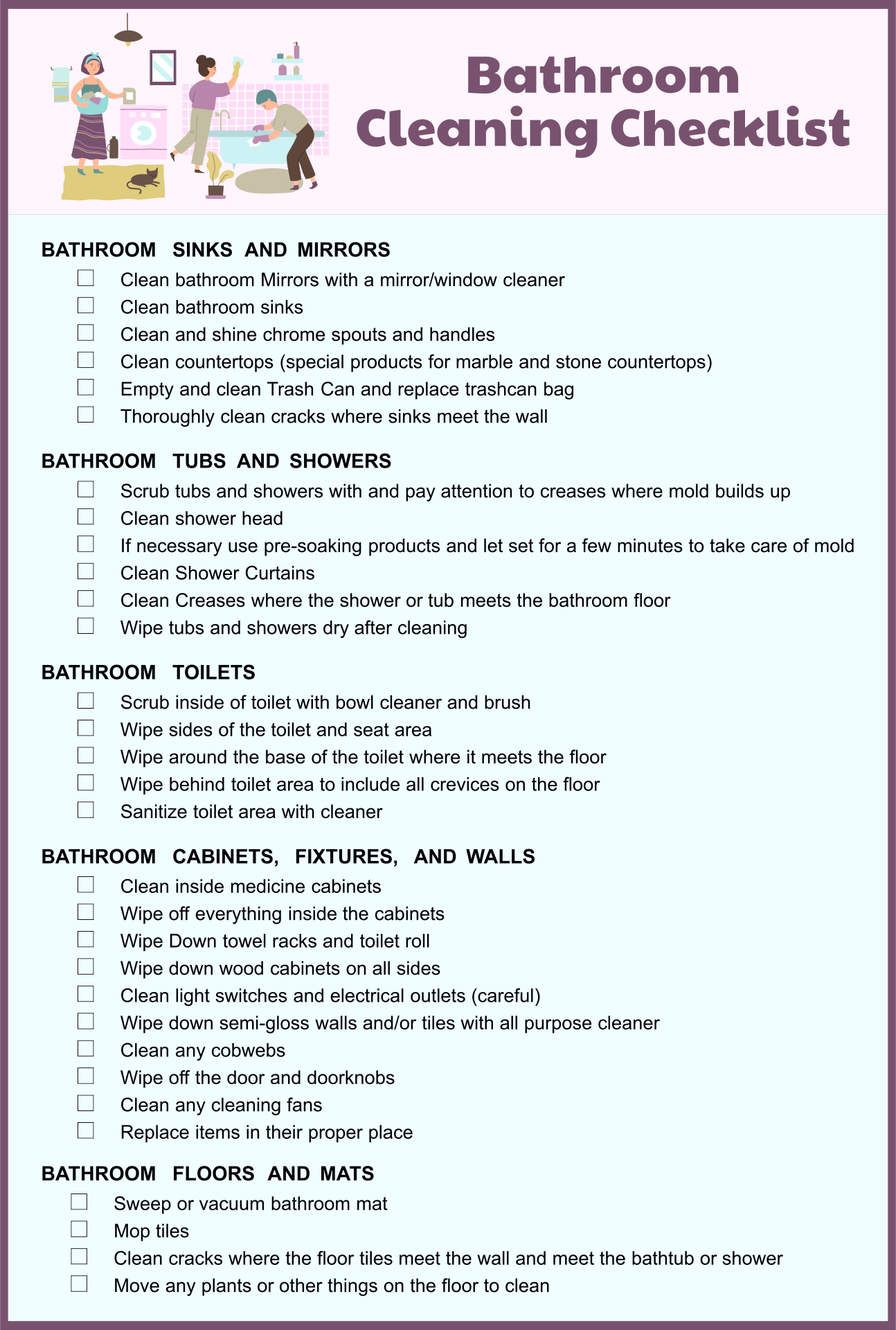 8 Best Images Of Restroom Cleaning Schedule Printable Daily Bathroom Cleaning Checklist Free 