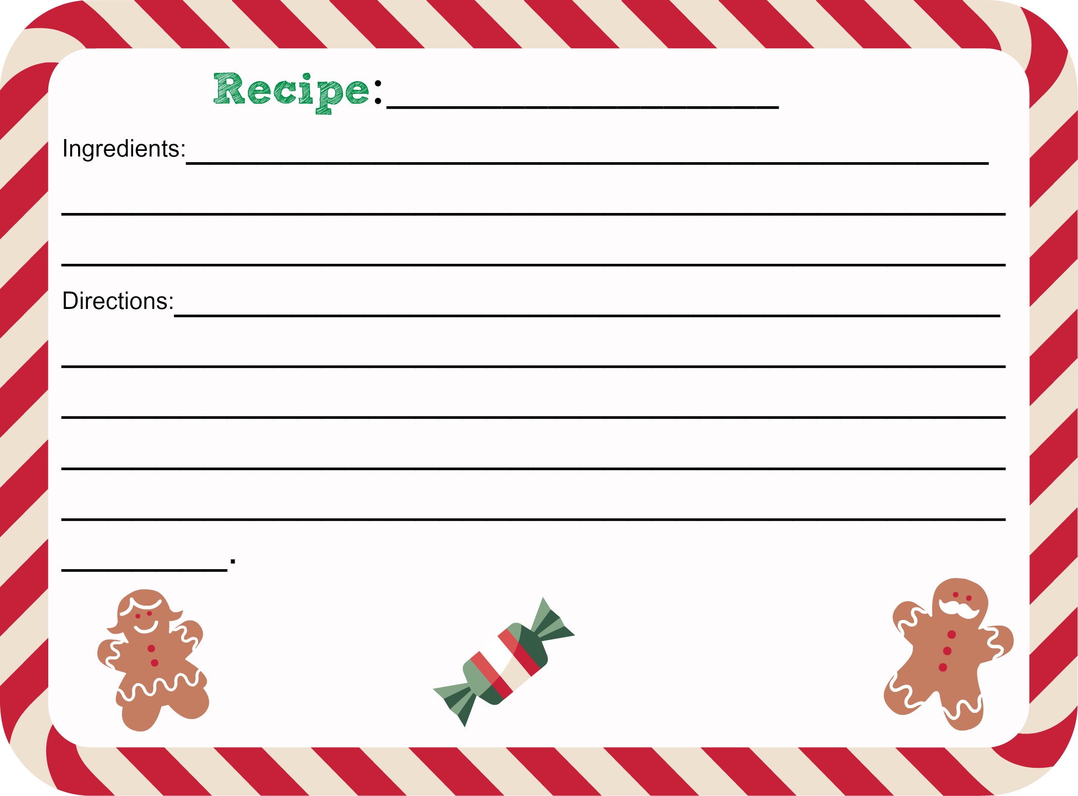 Holiday Recipe Card Template Free