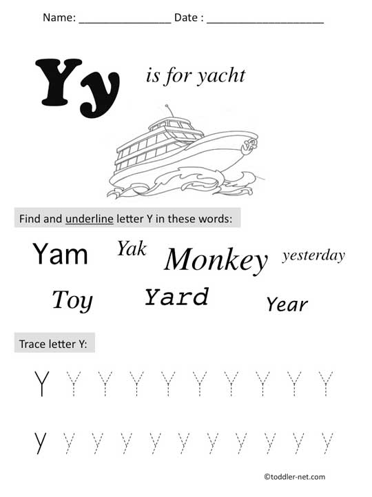6 Best Images of Printable Preschool Worksheets Letter Y  Letter Y