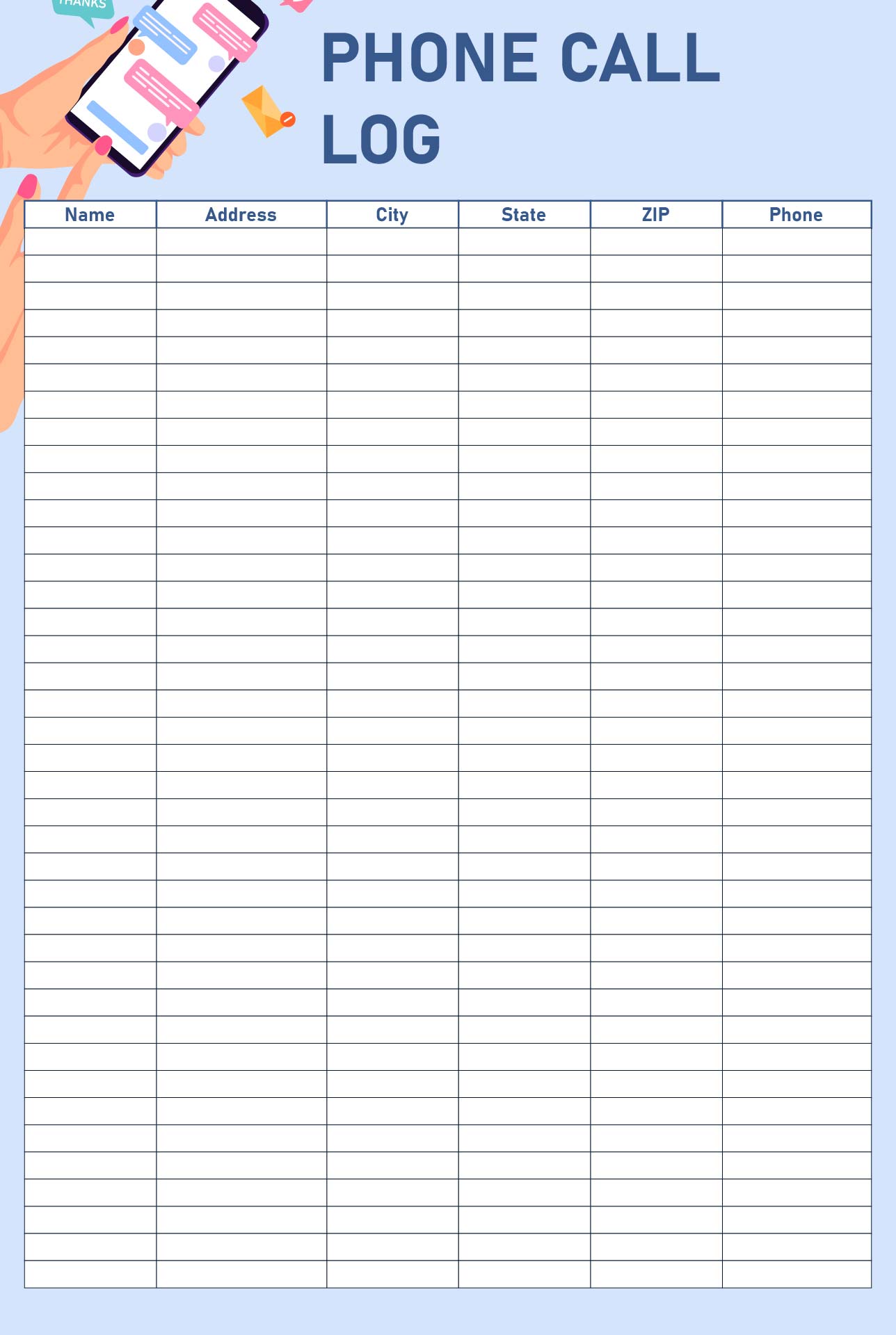 Free Printable Call Log Template Of Missed Call Log Fillable Pdf 
