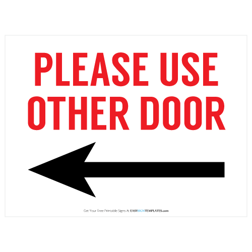 Please Use Other Door Sign