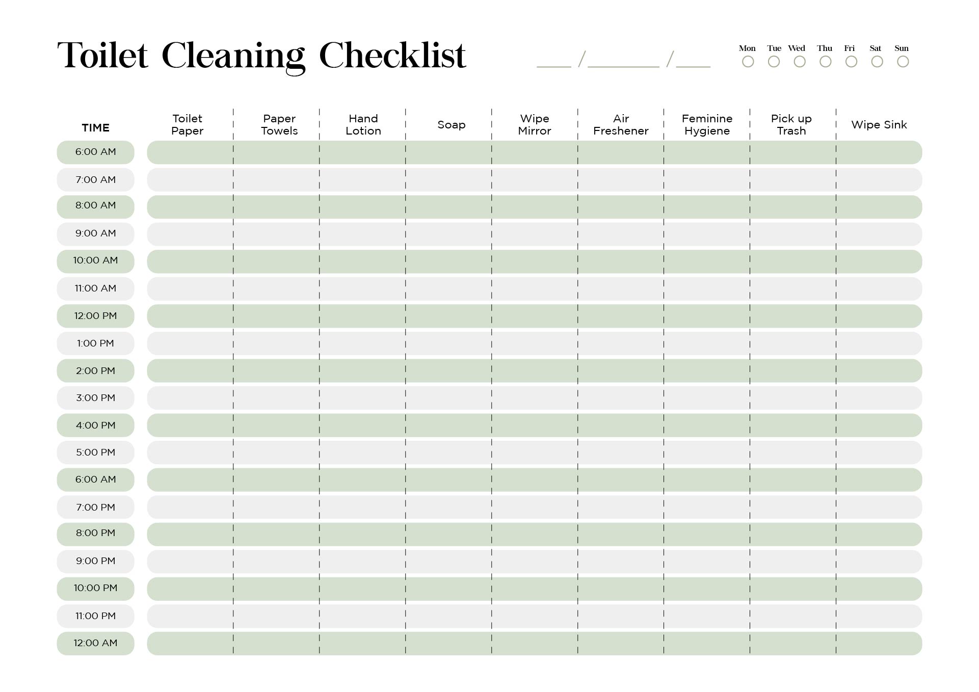 8 Best Images of Restroom Cleaning Schedule Printable Daily Bathroom