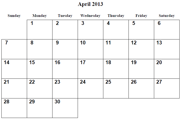 8 Best Images Of April Printable Calendar 2013 Monthly Printable