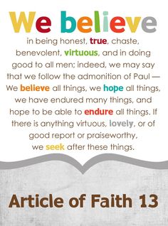 8 Best Images of Article Of Faith Printable Version - 13 Articles of Faith Printables, 13