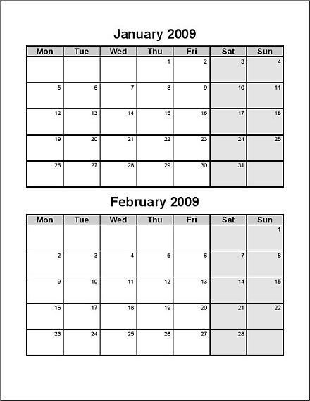 Free Printable Bi Monthly Calendar