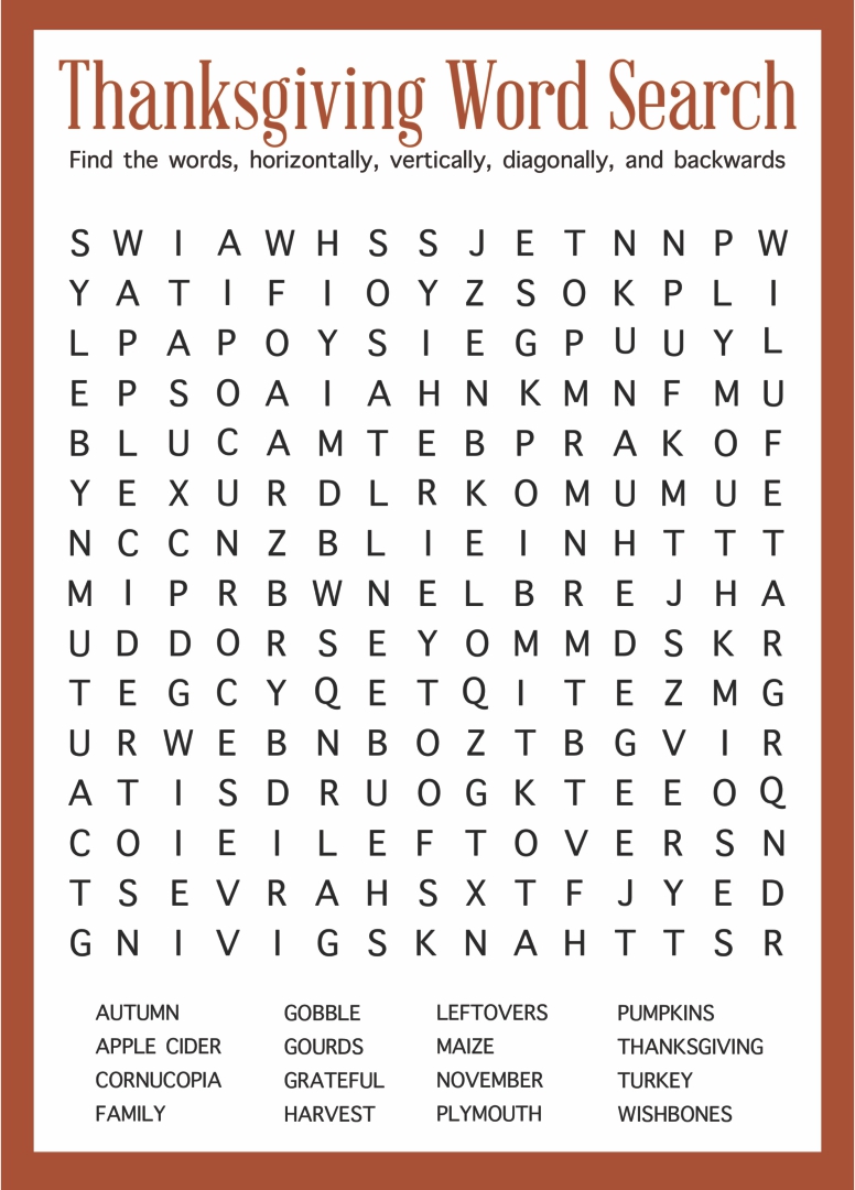 5 Best Images of Thanksgiving Printable Word Searches 2nd Grade