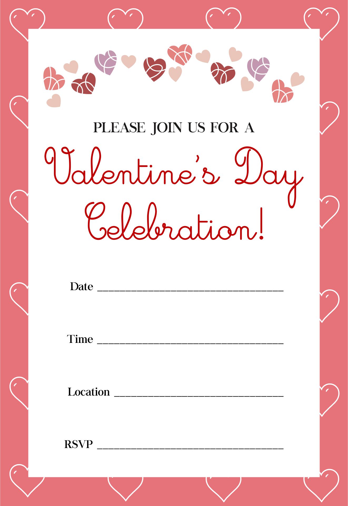 Free Printable Valentine Invitation Template Printable Templates Free