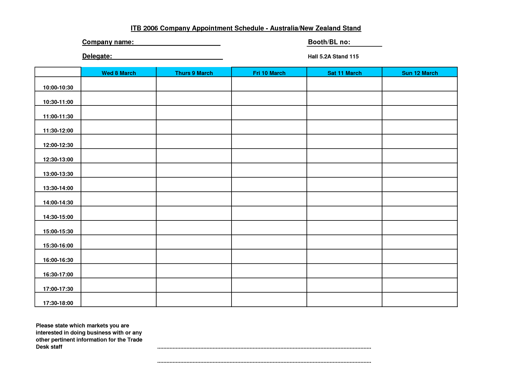 Daily Appointment Schedule Template Free Printable Weekly Appointment Sheets